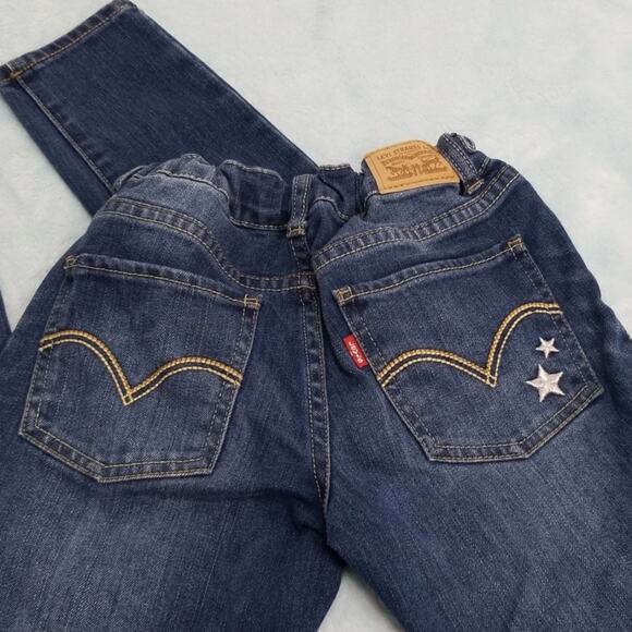 Levi's 710 Super Skinny Girls Star Jean's Size 14 Regular Silver Embroidered - Picture 3 of 8